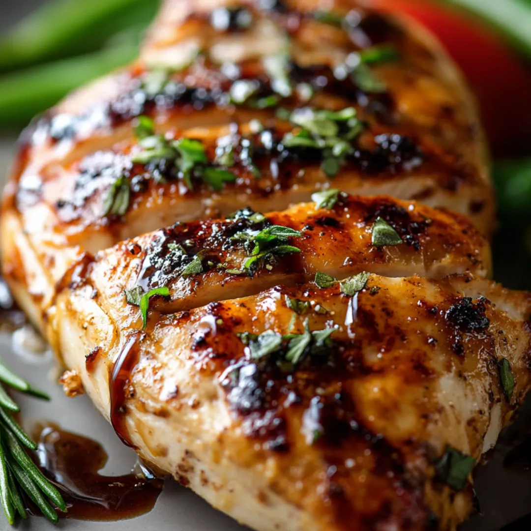 Chicken with herbs and sauce.