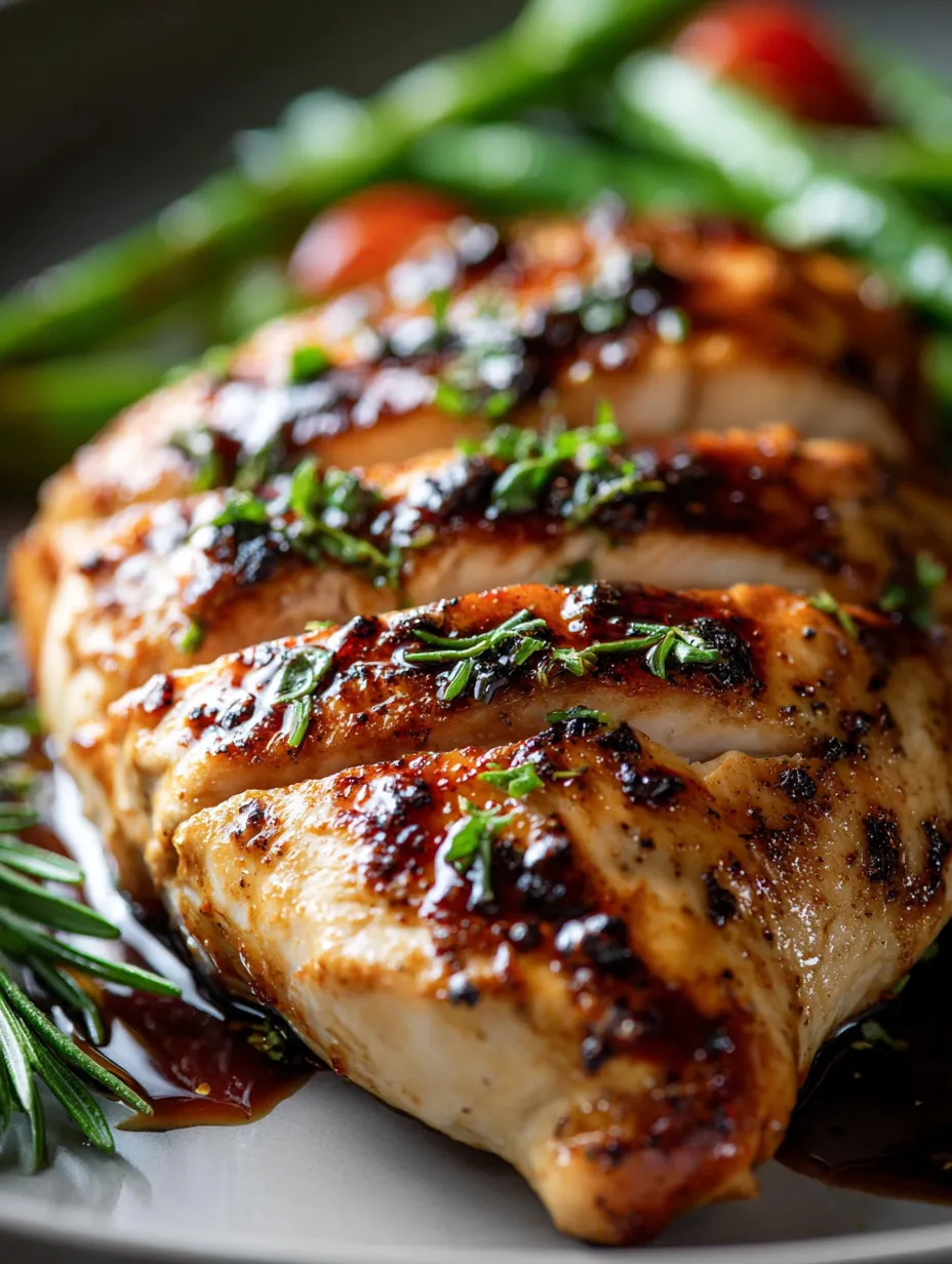 Chicken with herbs and sauce.