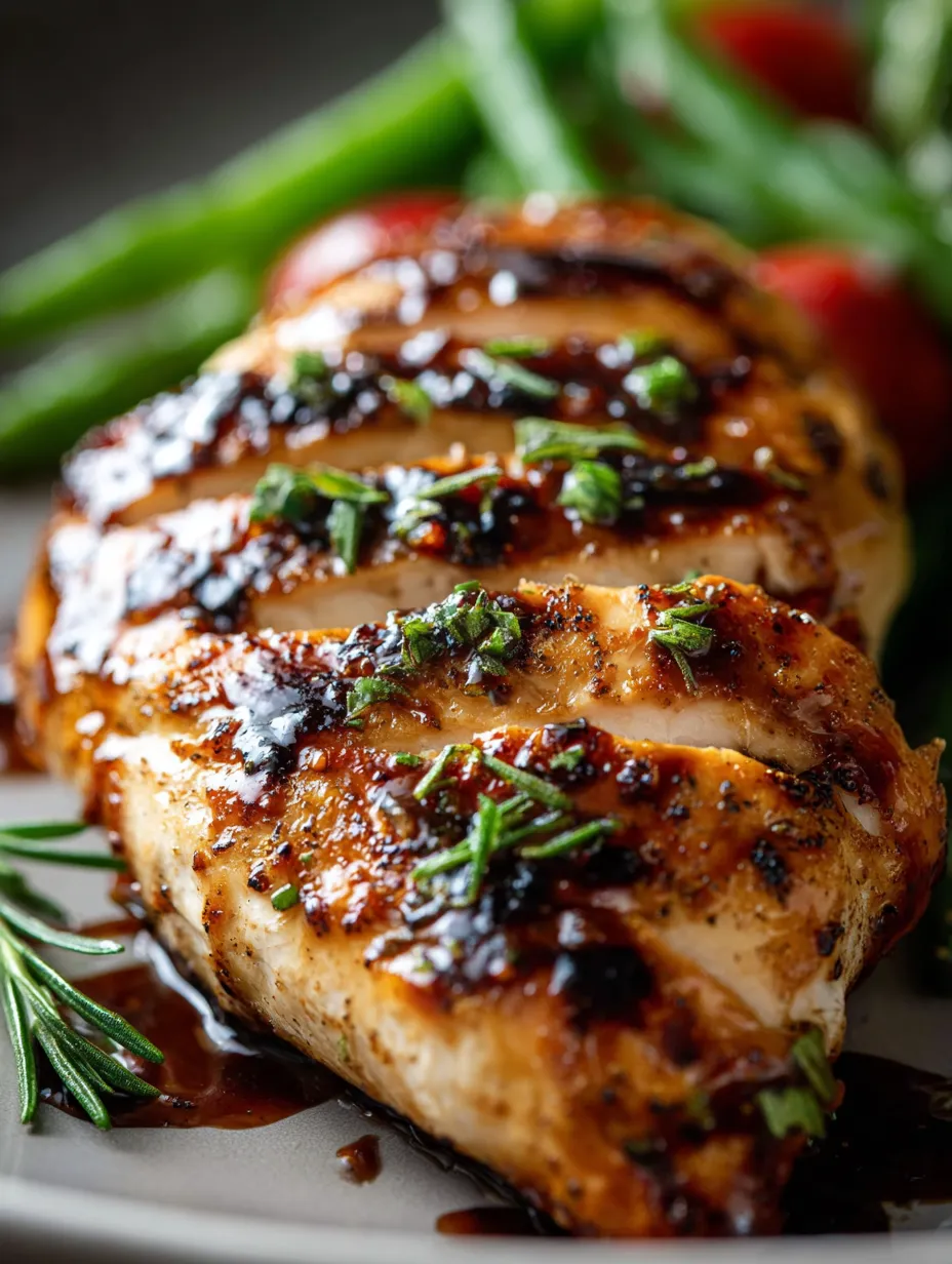 A piece of chicken with black sauce on it.