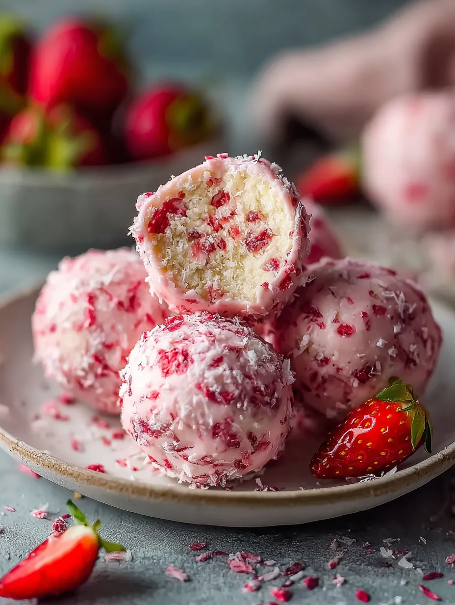 A plate of pink and red cake balls.