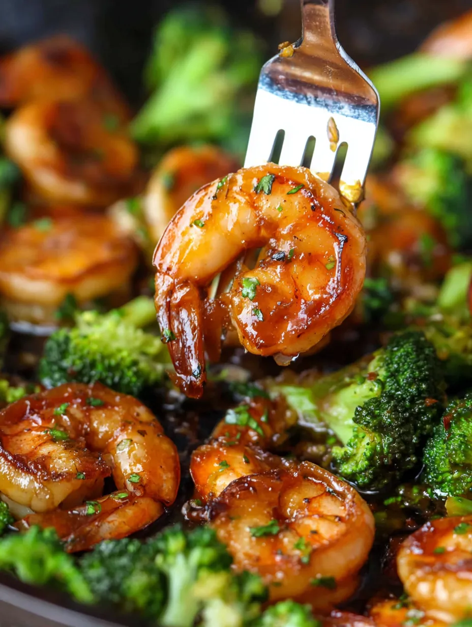 A fork is picking up a yummy piece of shrimp.