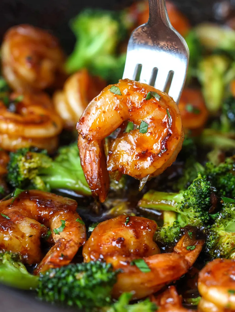 A fork is picking up a piece of shrimp.
