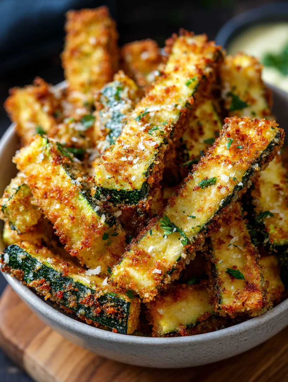 A bowl of breaded zucchini sticks.