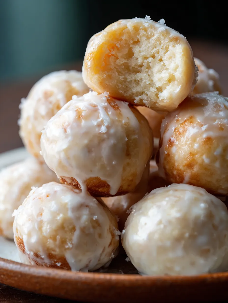 A stack of donuts with powdered sugar on top.