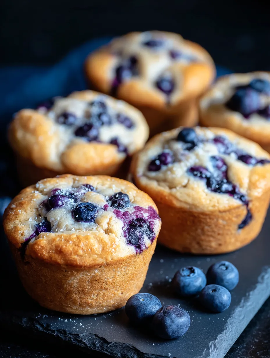 A plate of blueberry muffins.