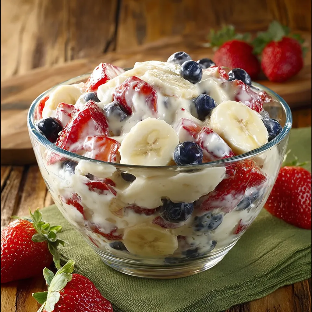 A bowl of fruit with bananas and strawberries.