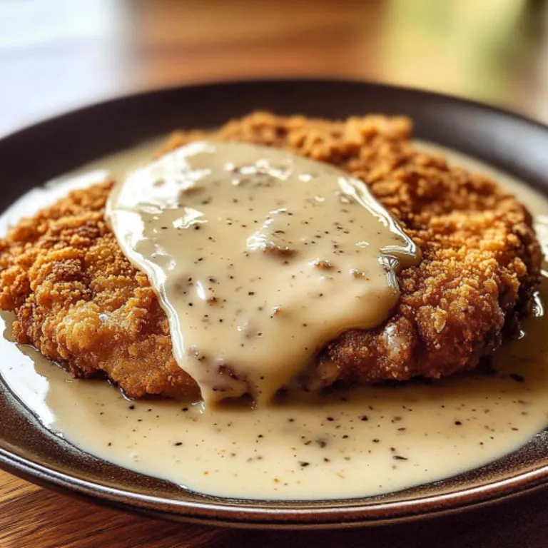 A plate of food with gravy on it.