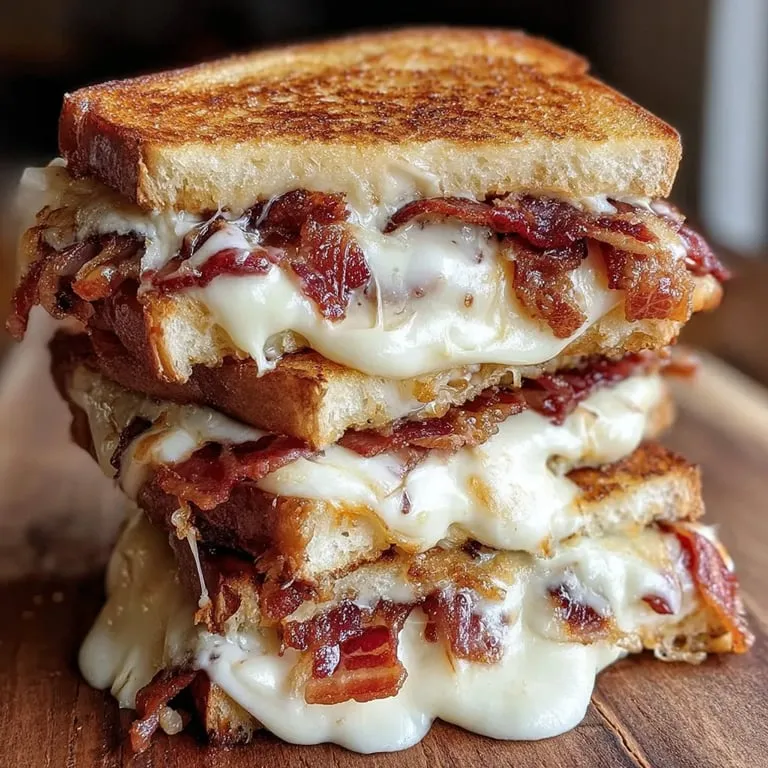 A stack of three grilled cheese sandwiches.