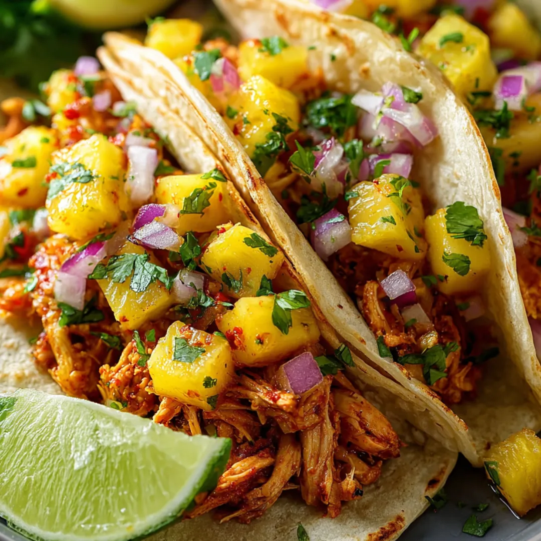 A plate of food with a pineapple on top.