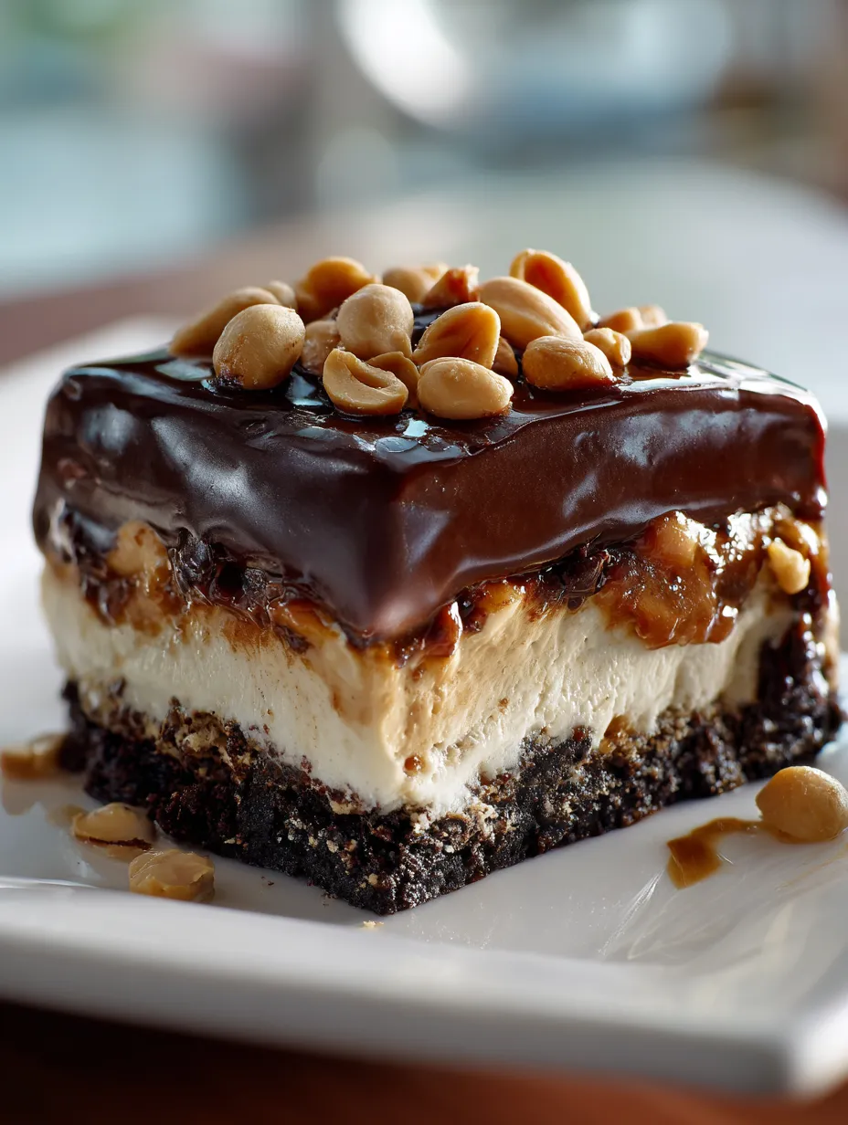 A slice of chocolate cake with nuts on top.