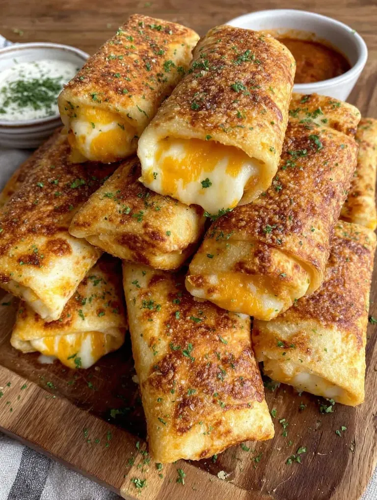 A stack of cheese sticks on a wooden table.