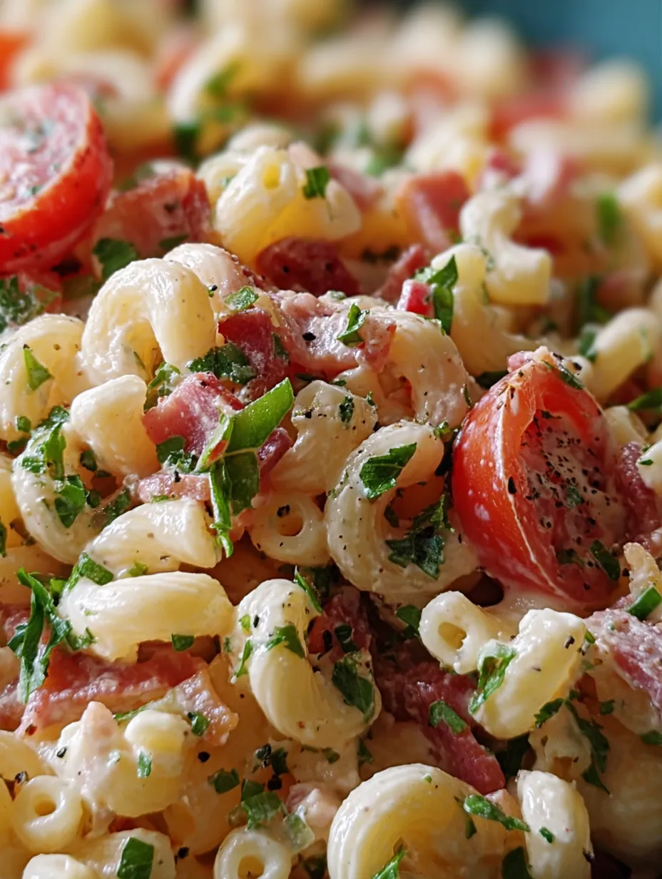 A plate of pasta with tomatoes and bacon.