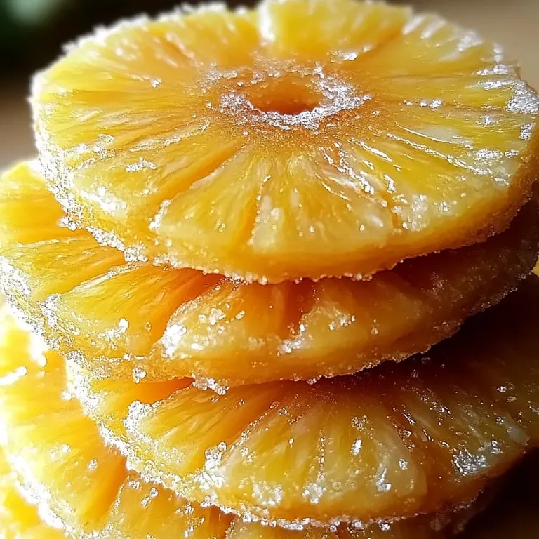 A stack of sliced pineapple.
