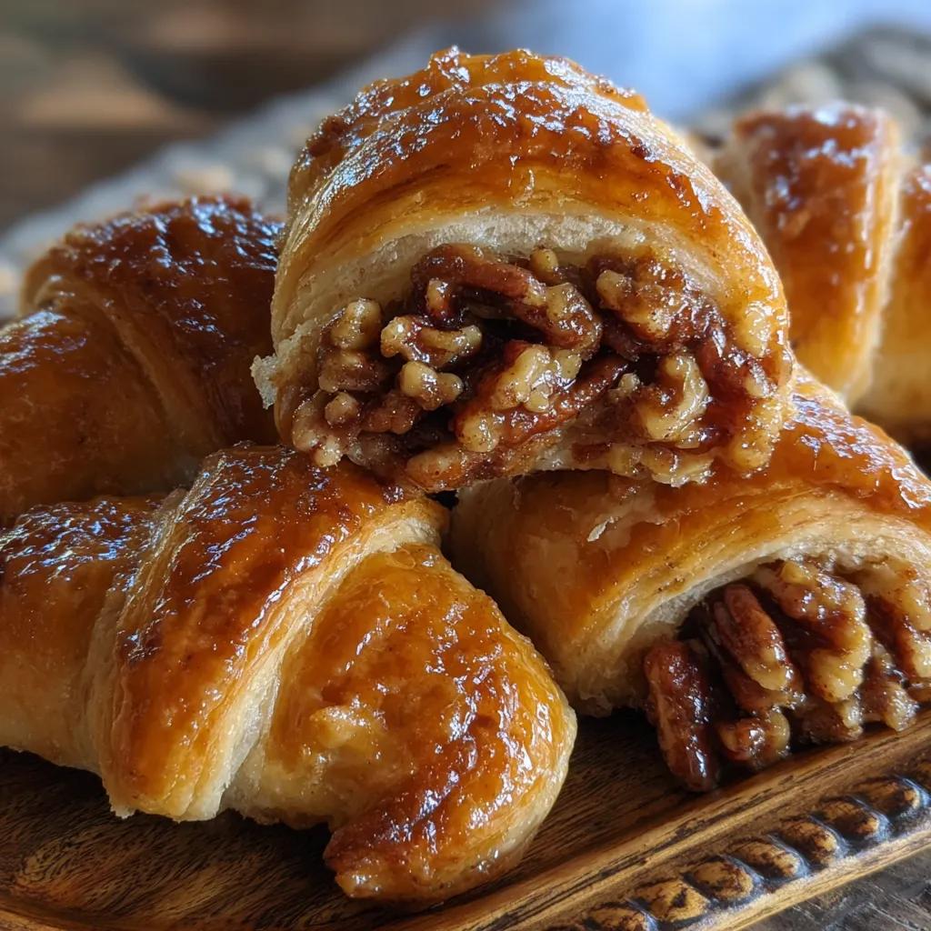 A plate of pastries with a pecan filling.