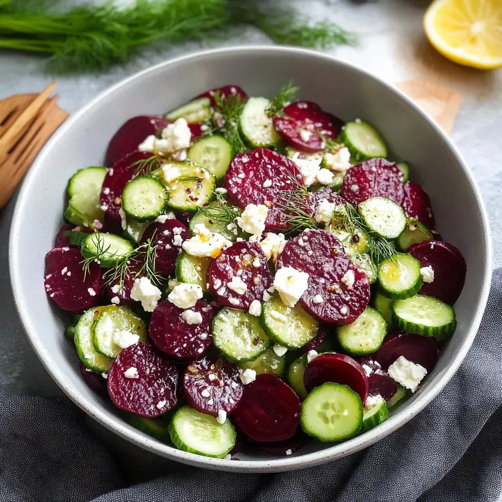 A bowl of vegetables including cucumbers, radishes, and beets.