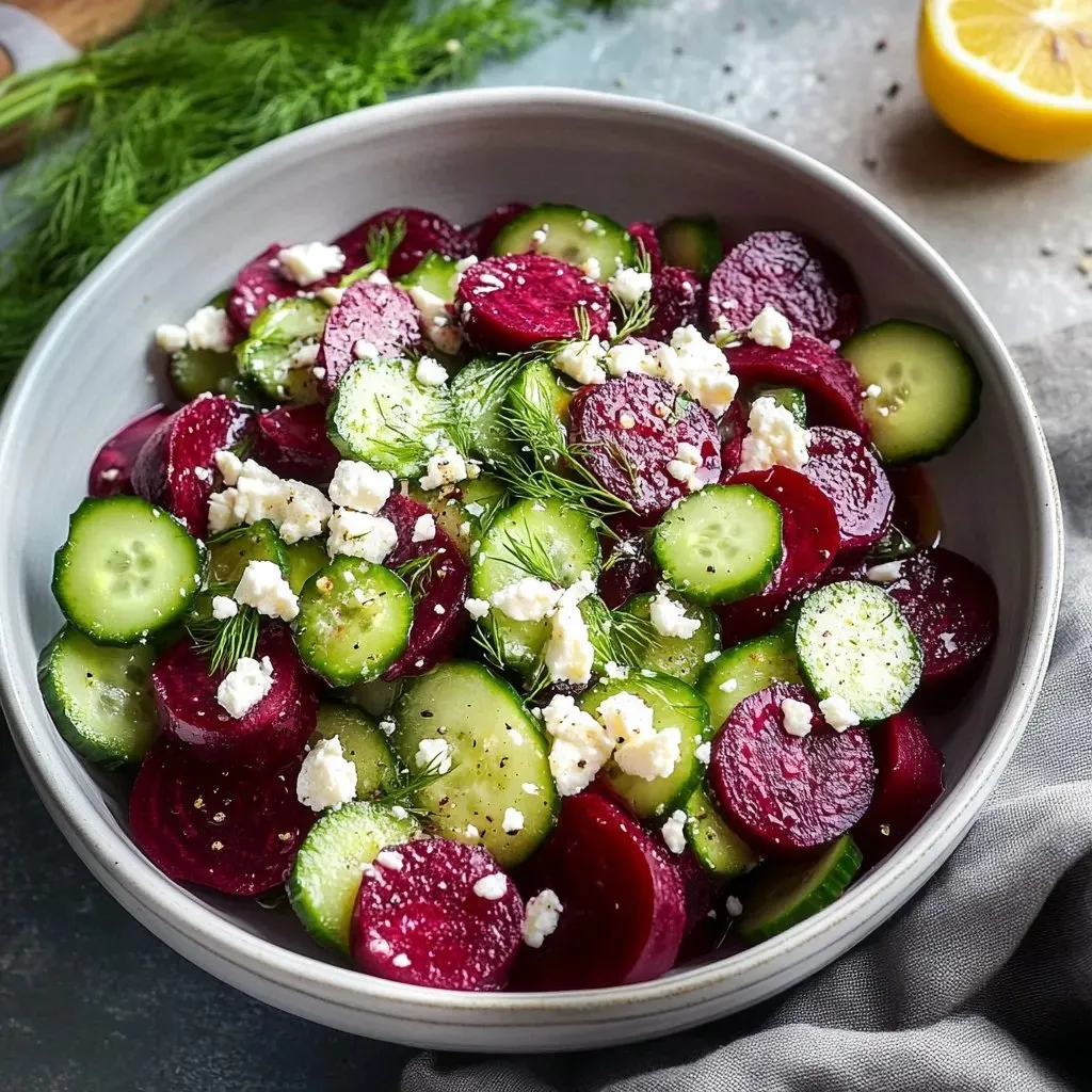 A bowl of vegetables including cucumbers, radishes, and beets.