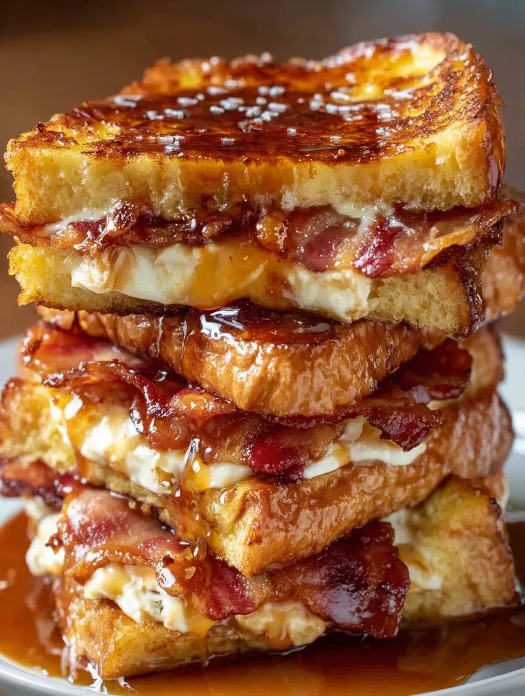 A stack of bacon sandwiches.