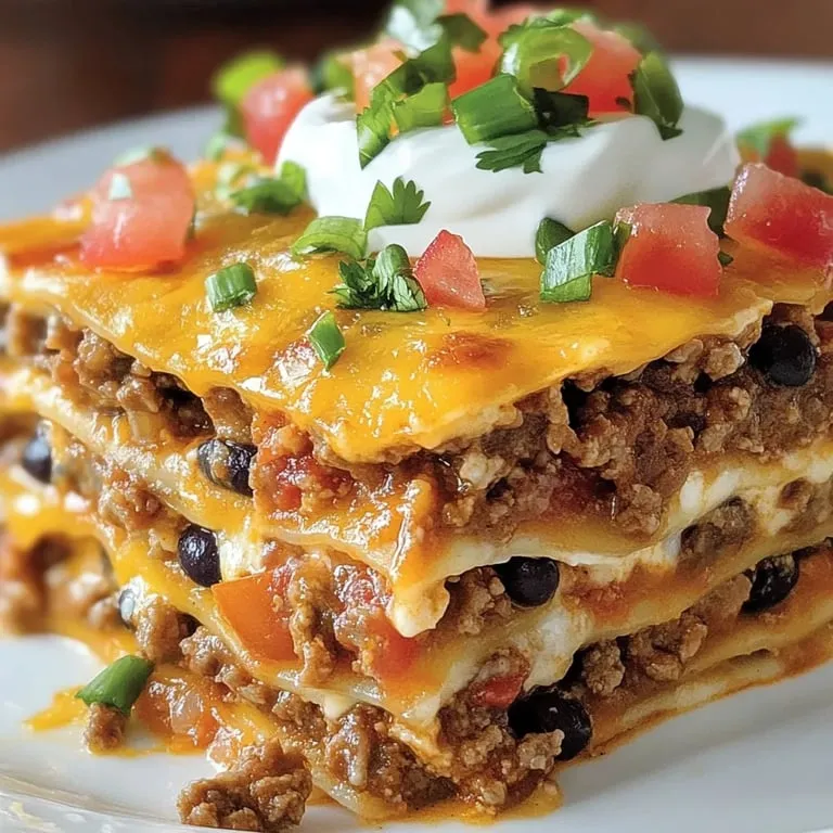 A stack of enchiladas with white cheese on top.