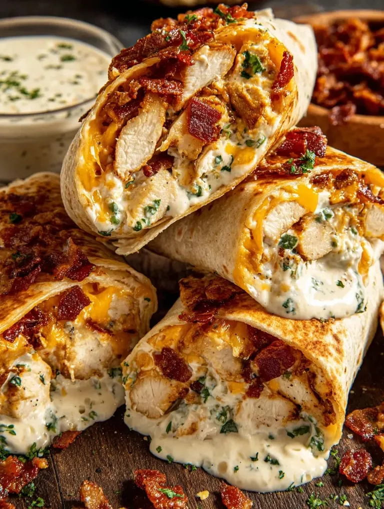 A plate of food with bacon and cheese.