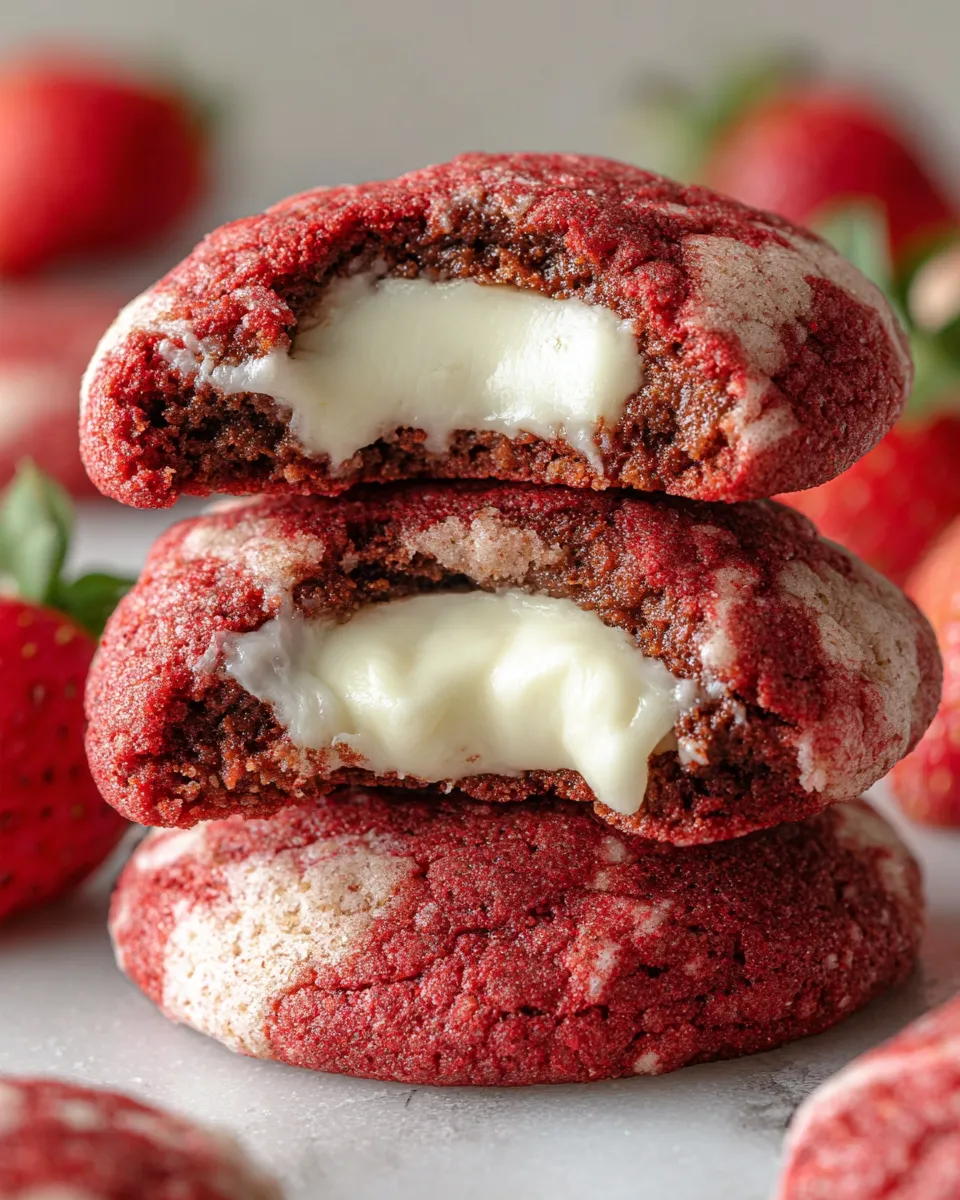Strawberry cookies white frosting.