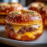 A sandwich with cheese and meat on a plate.