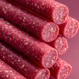 A row of red sausages.