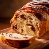 A loaf of bread with a slice cut out.