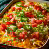 A dish with tomatoes and jalapenos.