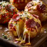 A plate of food with pepperoni and cheese.