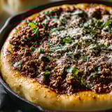 A pizza with meat and cheese.
