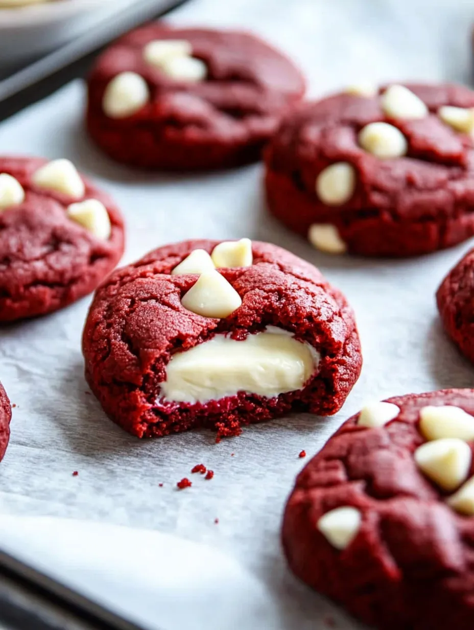 Easy Cheesecake Stuffed Red Velvet Cookies