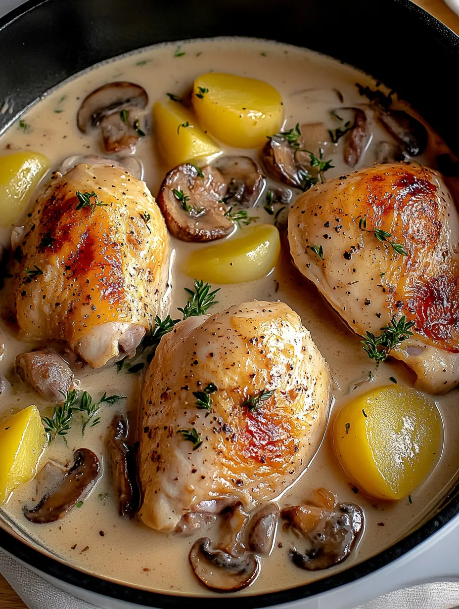 Herb Roasted Chicken in Creamy White Wine Sauce Recipe