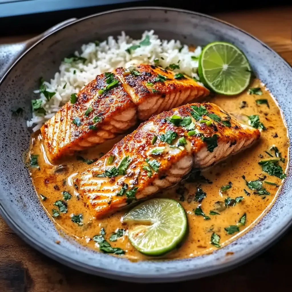 One-Pan Coconut Curry Salmon with Garlic Butter