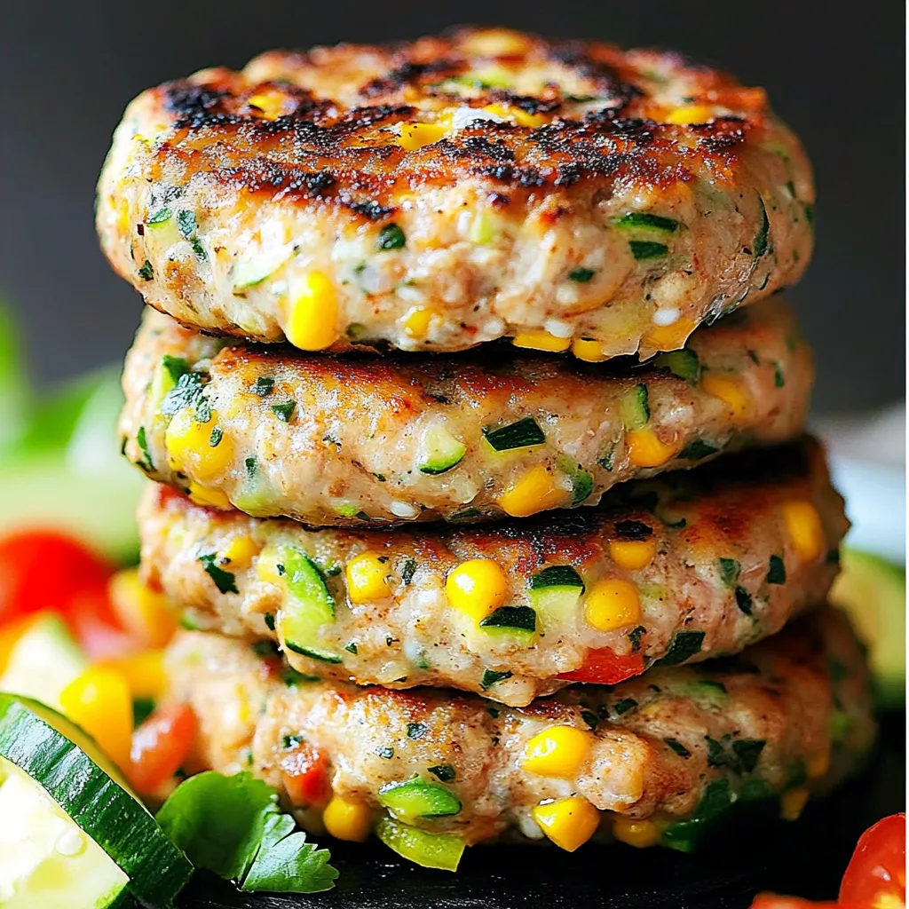 Chicken, Zucchini and Fresh Corn Burgers