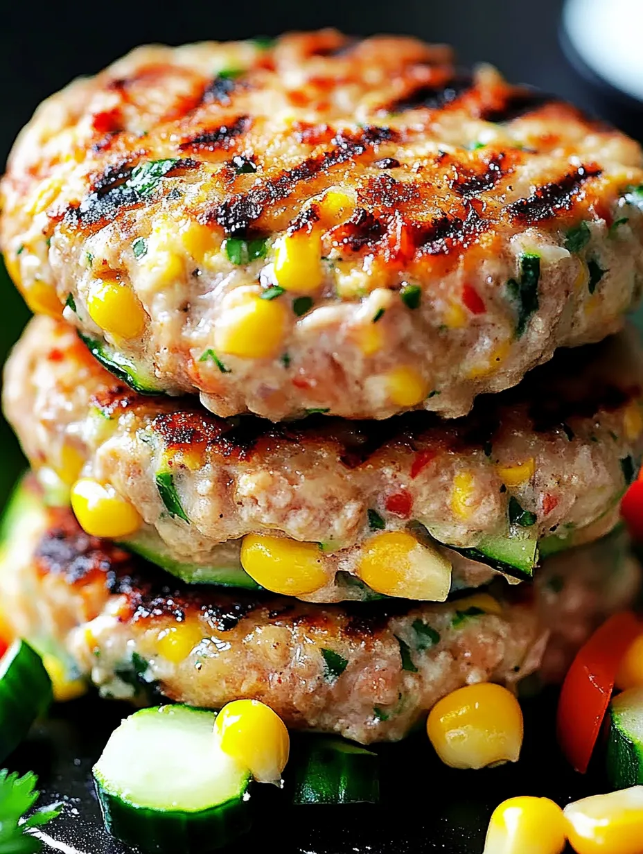 Easy Chicken, Zucchini and Fresh Corn Burgers