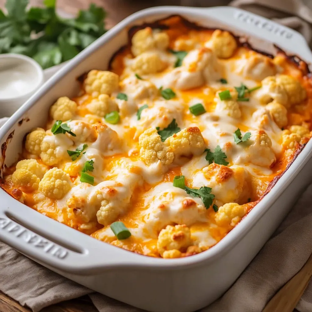 Creamy Buffalo Chicken Cauliflower Casserole Recipe