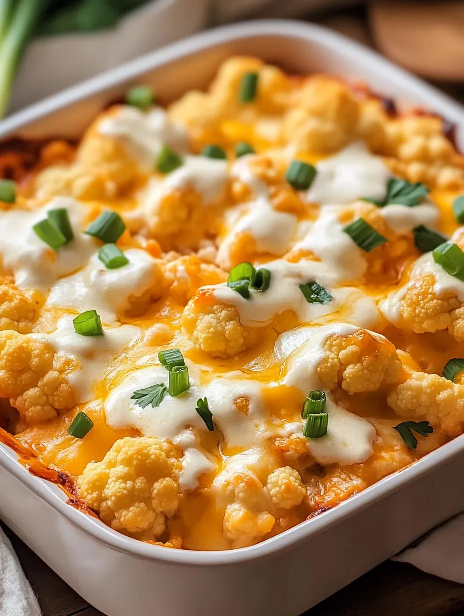 Creamy Buffalo Chicken Cauliflower Casserole