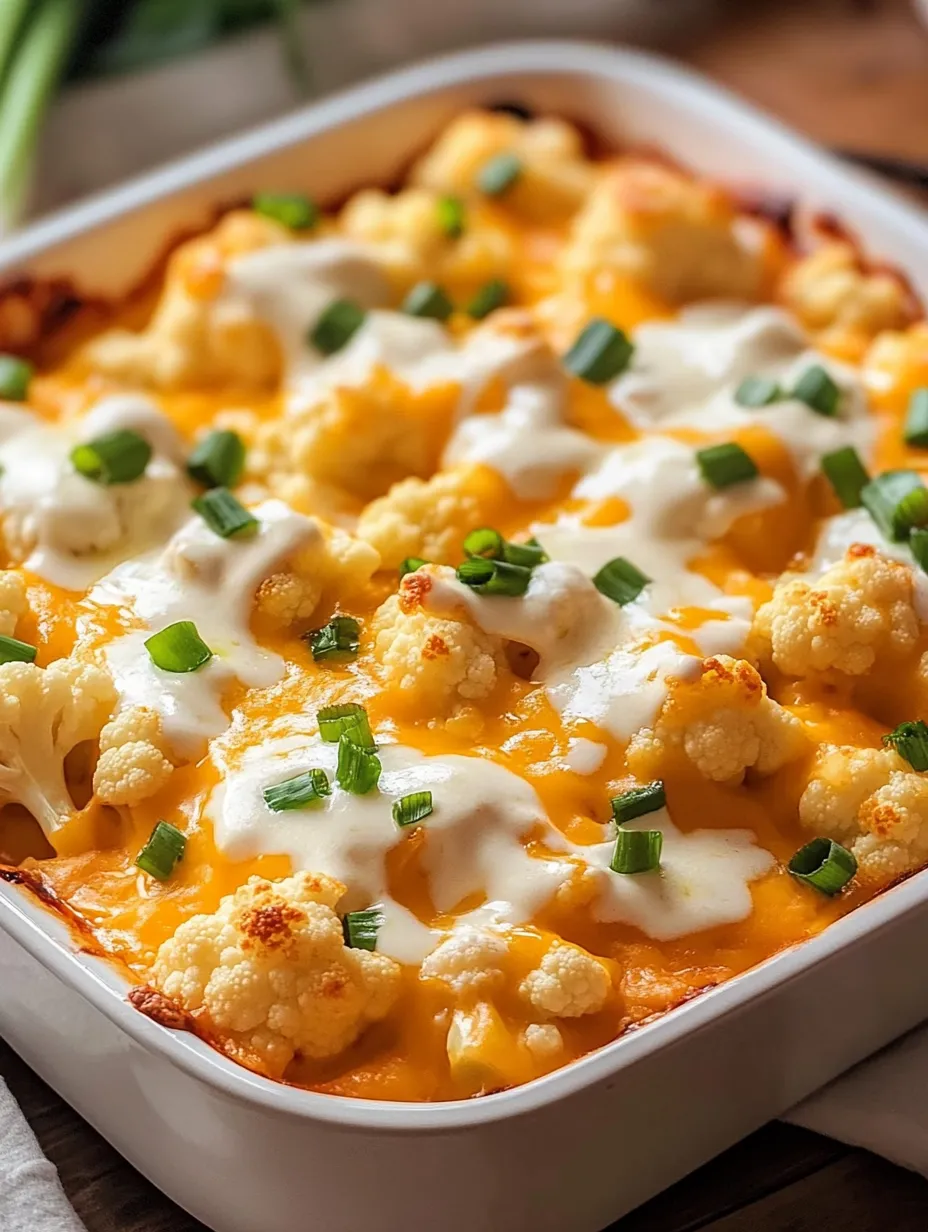 Easy Creamy Buffalo Chicken Cauliflower Casserole Recipe