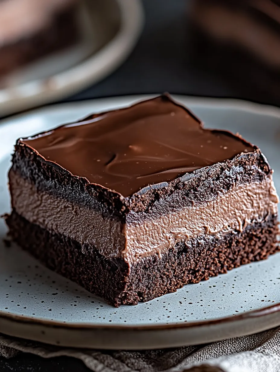 A delicious chocolate cake on a plate.