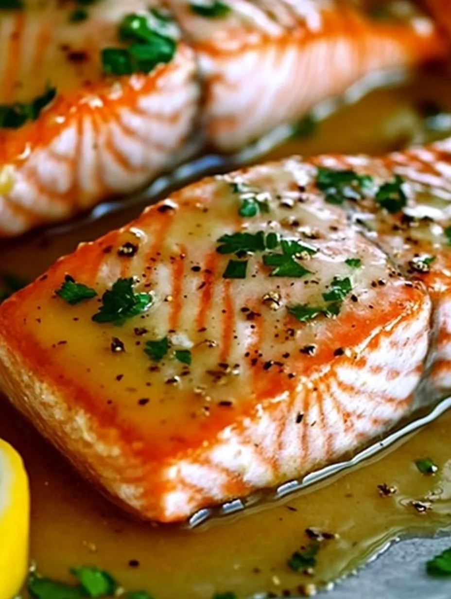 A close up of cooked salmon with herbs and spices.