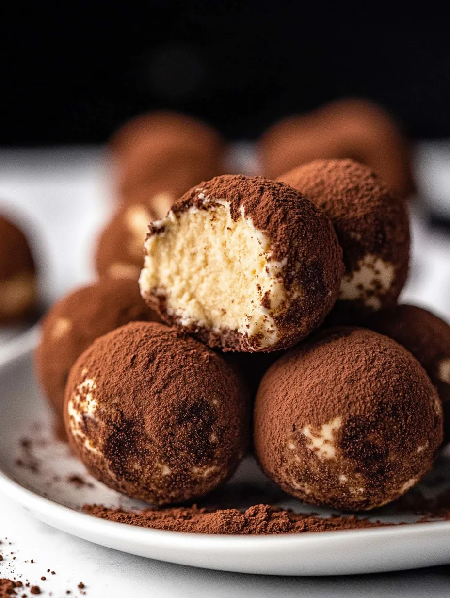 A plate of chocolate balls with a bite taken out of one.