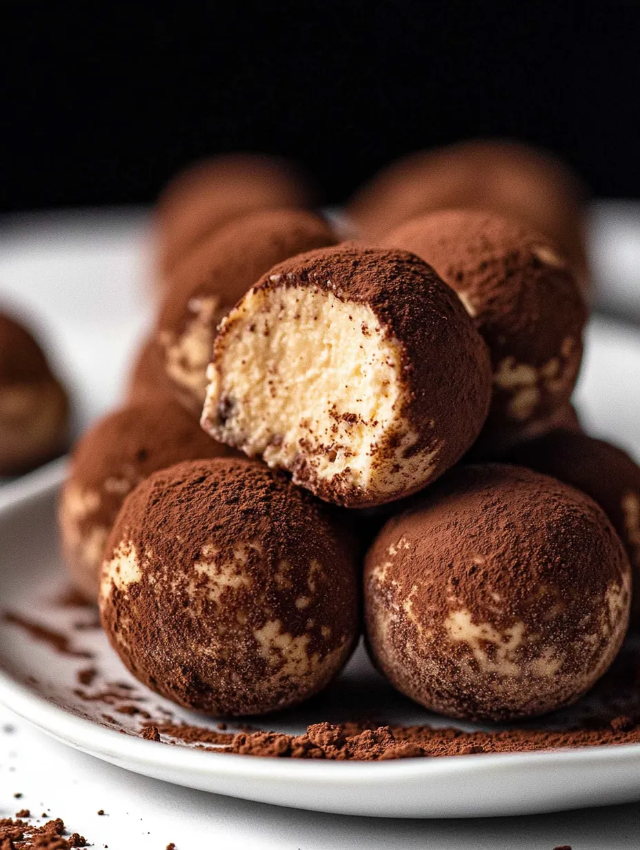 A plate full of chocolate balls.