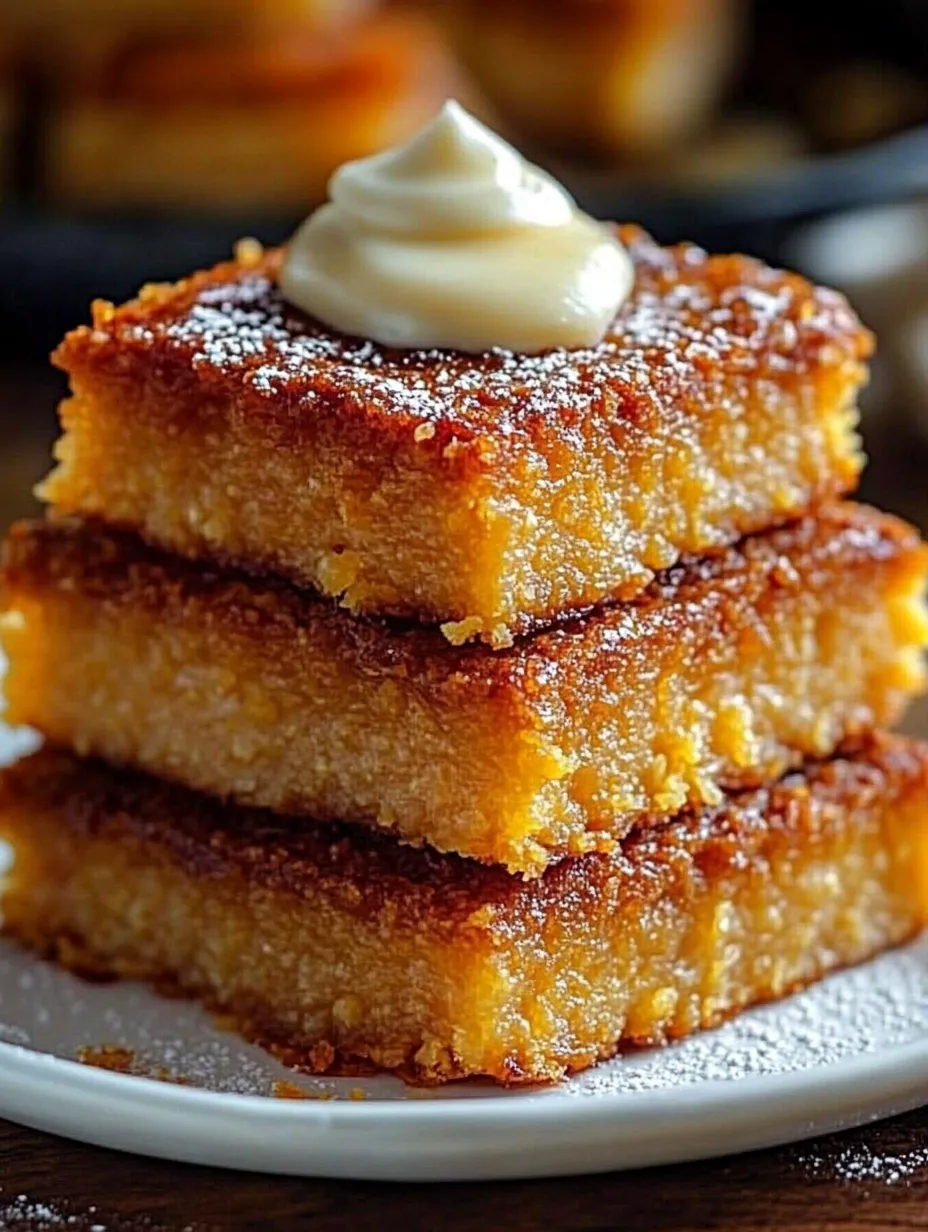 A stack of cake with a dollop of whipped cream on top.