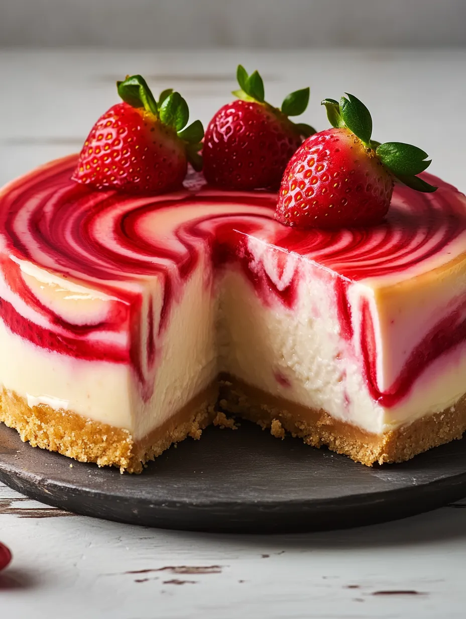 A slice of cheesecake with strawberries on top.