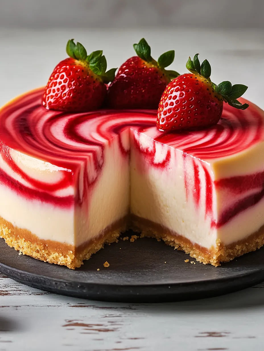 A slice of cake with strawberries on top.