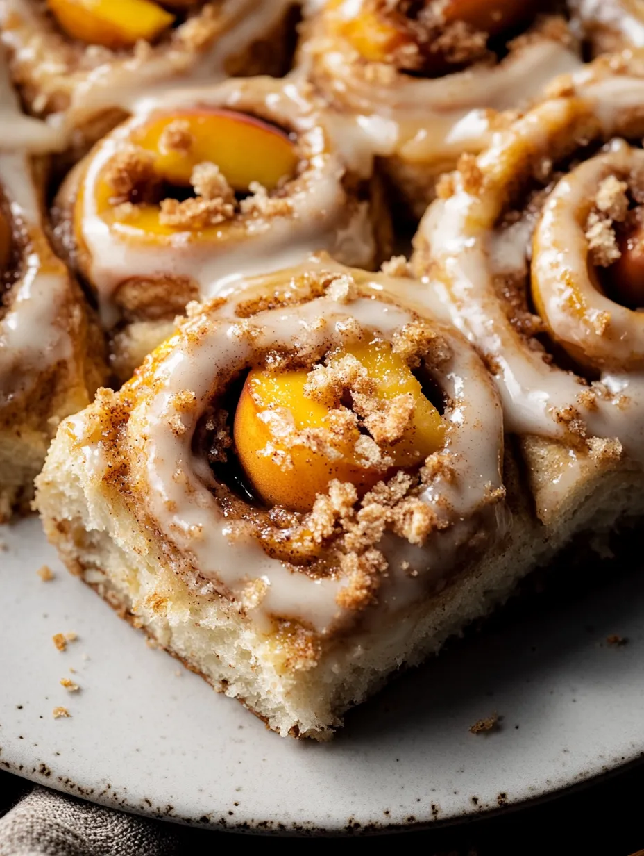 A plate with a pastry and a peach on top.