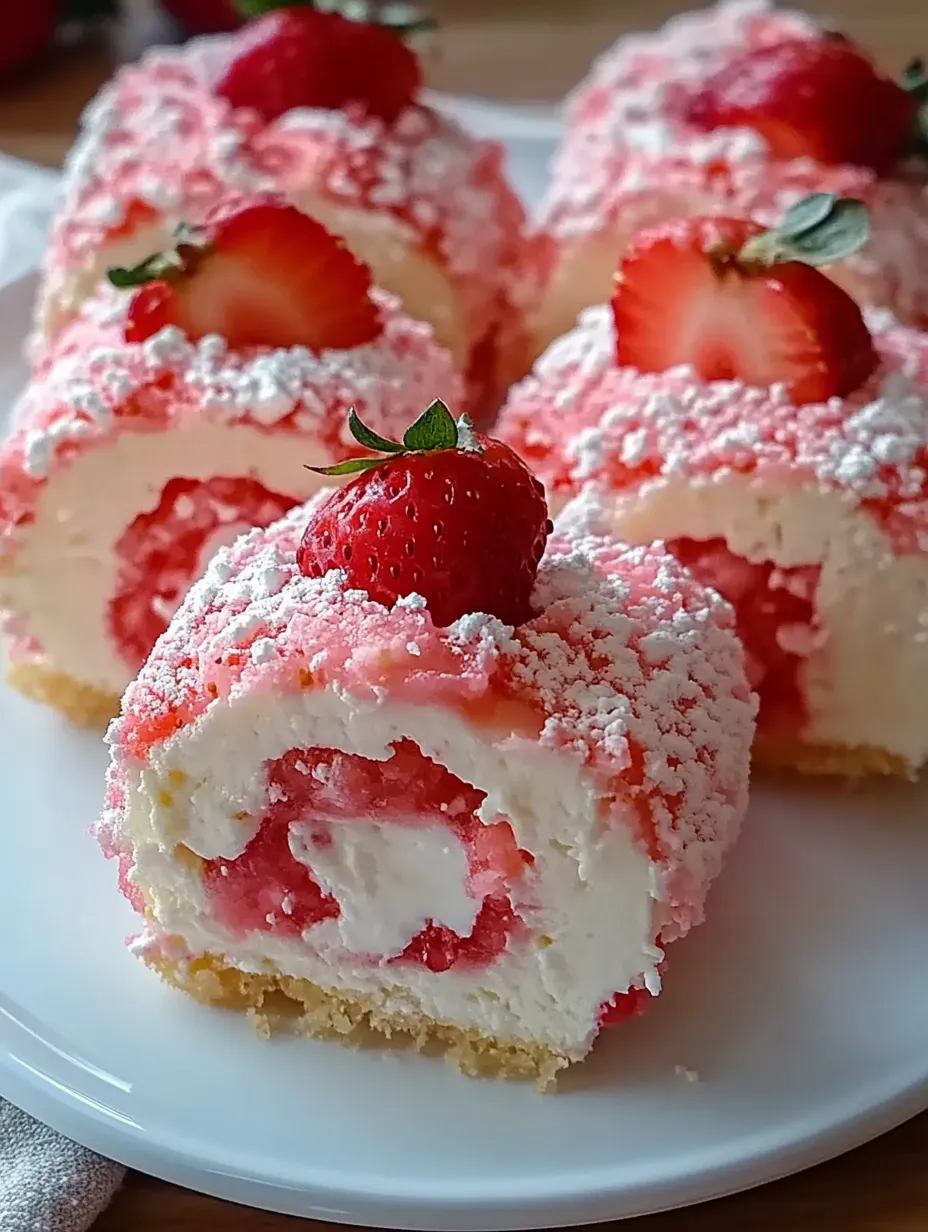 A plate of cake with strawberries on top.