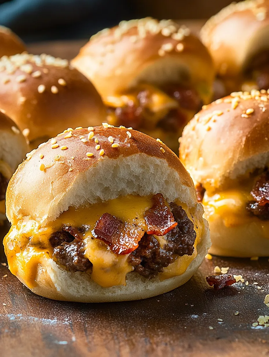 Bacon and cheese sandwiches on a table.