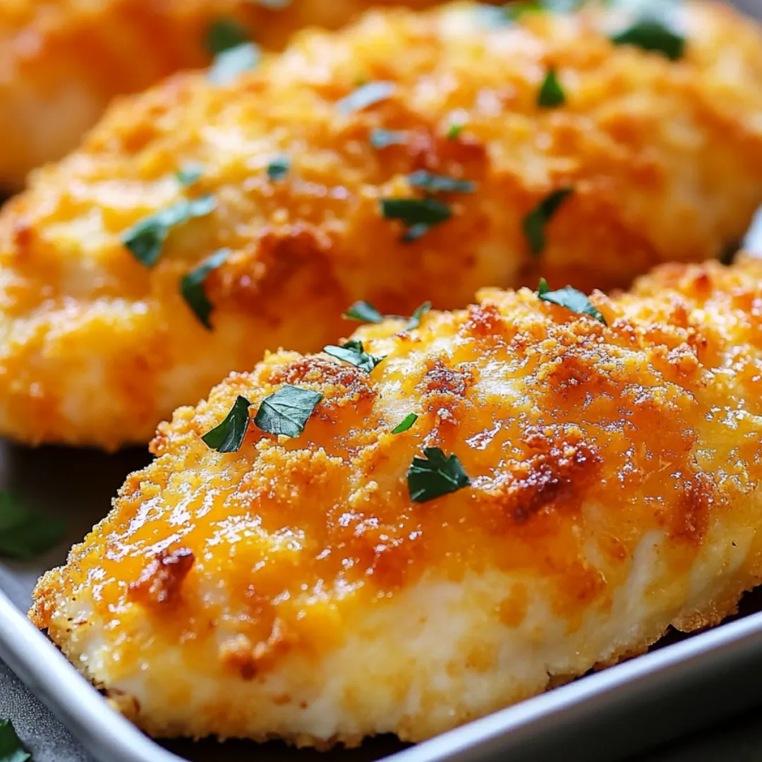 A plate of breaded chicken with green herbs on top.