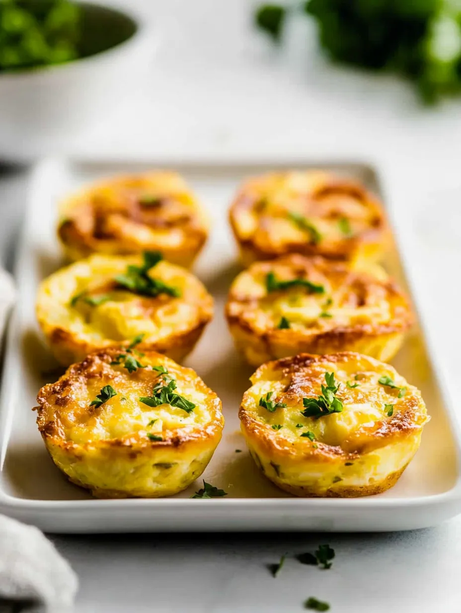 A plate of four small, baked, cheesy, and herb-filled pastries.